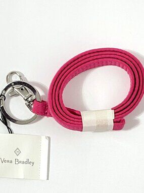 Vera Bradley Lanyard in Fuchsia Name Tag Used With Zip ID Case NWT